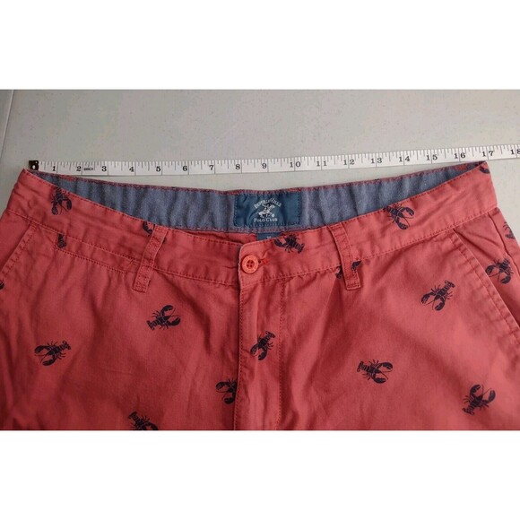 Beverly Hills Polo Club Mens Lobster Shorts Size 36 Red And Navy 4th July Chinos - Picture 9 of 9